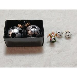 Santa Soccer Christmas And Soccer Ball Ornament Set